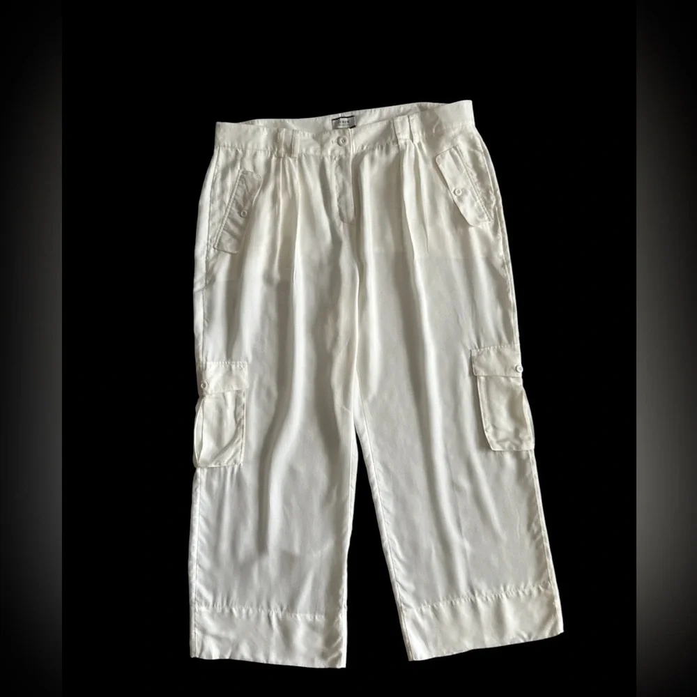 J.Crew Collection Full Length Cupro Cargo Pants Ivory woman 20 minimalist preppy